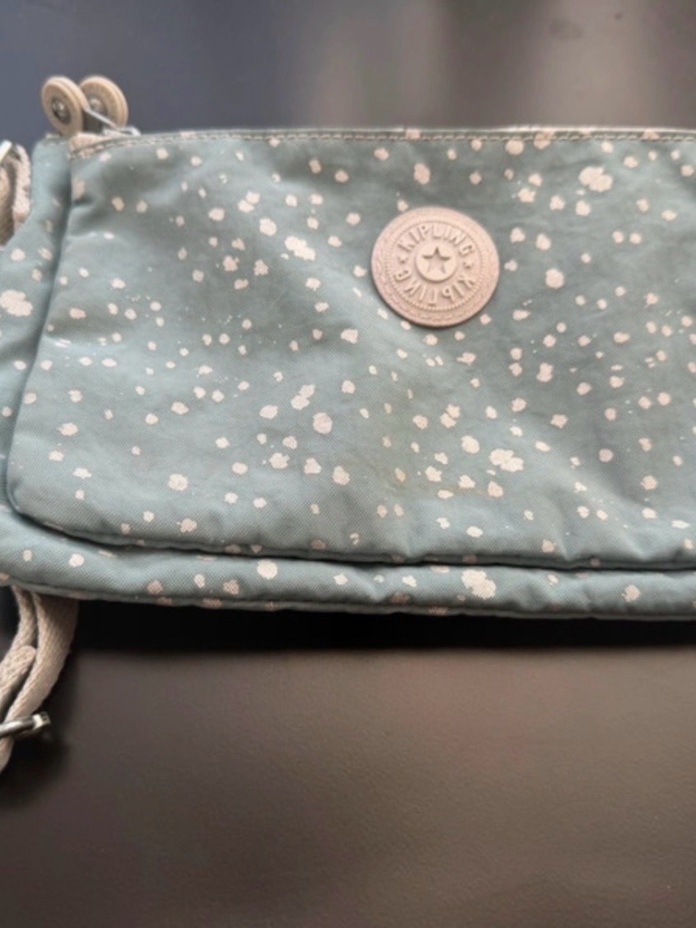Kipling Dusty Blue Speckled Crossbody Pouch